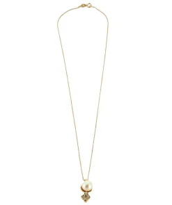 Collier or jaune, perle et diamants