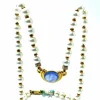 Collier Or jaune Perles Saphir cabochon