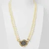 Collier or jaune pièce de constance II, perle de culture, diamants