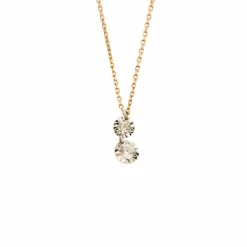COLLIER OR ROSE 2 DIAMANTS 0,15ct