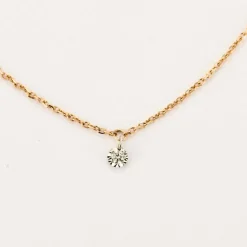 COLLIER OR ROSE 3 DIAMANTS 0,09ct
