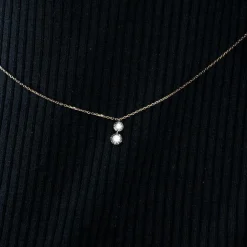 COLLIER OR ROSE 2 DIAMANTS 0,15ct