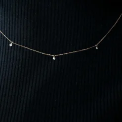 COLLIER OR ROSE 3 DIAMANTS 0,09ct