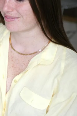 Collier or rose maille fantaisie