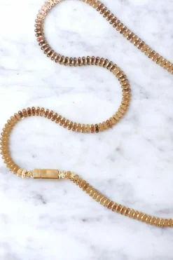 Collier or rose maille fantaisie
