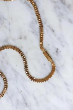 Collier or rose maille fantaisie