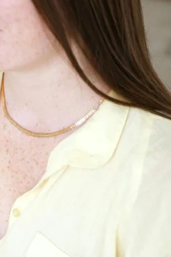 Collier or rose maille fantaisie