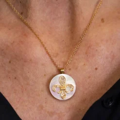 Collier Or Rose Nacre et Diamants