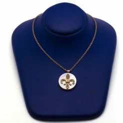 Collier Or Rose Nacre et Diamants