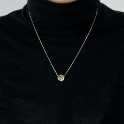 Collier or rose serti de saphir multi-couleur