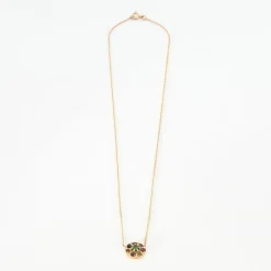 Collier or rose serti de saphir multi-couleur
