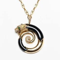 Collier Panthère Or jaune, diamants et onyx