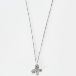 Collier papillon or blanc diamants