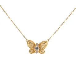 Collier papillon or jaune et diamants