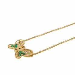 Collier Papillon Or jaune Emeraude