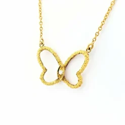 Collier papillon or jaune et diamant