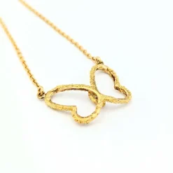 Collier papillon or jaune et diamant