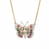 Collier papillon pierres précieuses et diamant, années 60