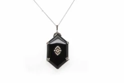 Collier pendentif 1920 onyx et diamants