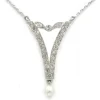 Collier Pendentif - Or blanc diamants & Perle