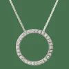Collier pendentif cercle en or blanc et diamants