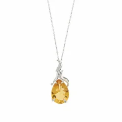 Collier pendentif Citrine Diamants