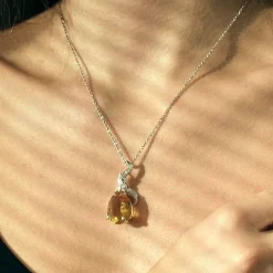 Collier pendentif Citrine Diamants