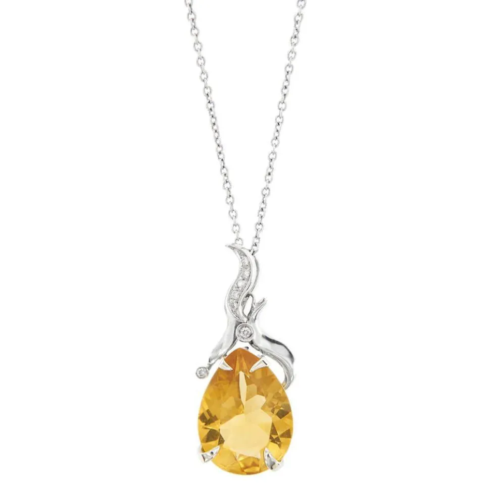 Collier pendentif Citrine Diamants