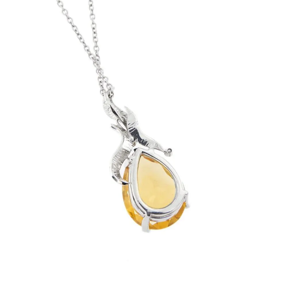 Collier pendentif Citrine Diamants