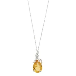 Collier pendentif Citrine Diamants