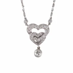 Collier Pendentif Coeurs entrelacés Diamants