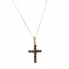 Collier pendentif croix en or jaune et grenats