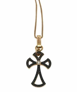 Collier pendentif croix Recarlo or rose