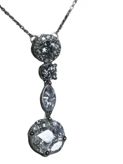 Collier Pendentif Diamants illusion or blanc