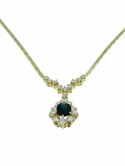 Collier pendentif diamants et saphirs certificat IGI