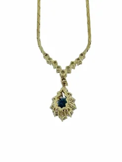 Collier pendentif diamants et saphirs certificat IGI