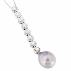 Collier pendentif diamants perles de Tahiti