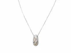 Collier pendentif dôme en or blanc et diamants