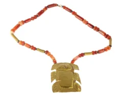 Collier pendentif en or, cornaline
