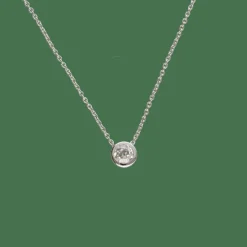 Collier pendentif en or gris 18K avec diamant taille ancienne 0,80 ct I-VS – 40 cm