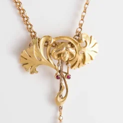 Collier Pendentif Feuillage Diamants Perle