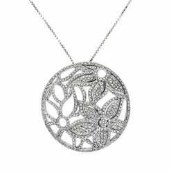 Collier pendentif floral et diamants