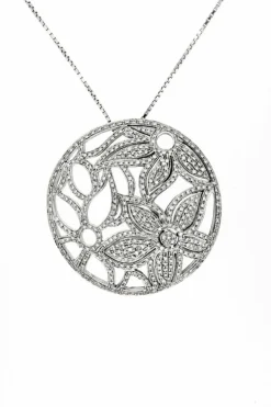 Collier pendentif floral et diamants