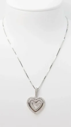 Collier pendentif multi coeurs or blanc diamants