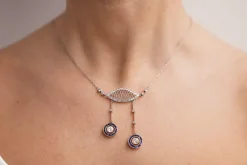 Collier pendentif négligé 1920 saphirs et diamants en platine
