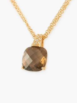 COLLIER PENDENTIF OR & QUARTZ FUME