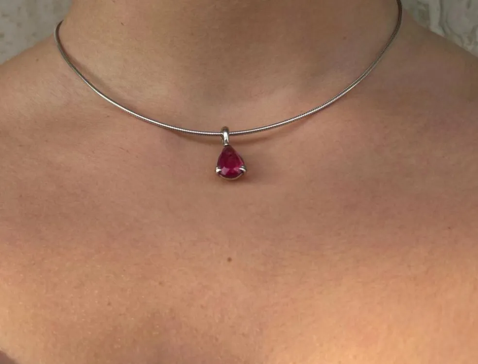 COLLIER PENDENTIF OR & RUBIS