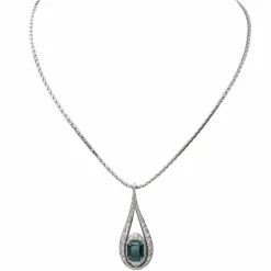 Collier Pendentif Or blanc Saphir