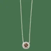 Collier pendentif or blanc tourmaline polychrome diamants en halo