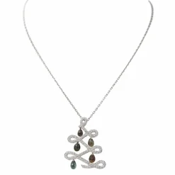 Collier Pendentif Or blanc Saphir